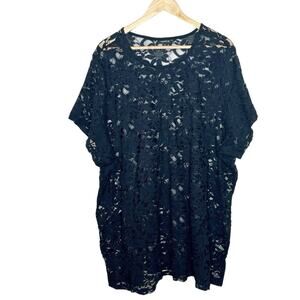 Torrid Sheer Lace Top Black Womens 5X Whimsigoth Witchy Coquette Fairy Grunge